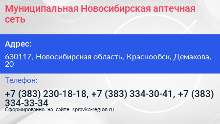 Муниципальная Новосибирская аптечная сеть - визитка