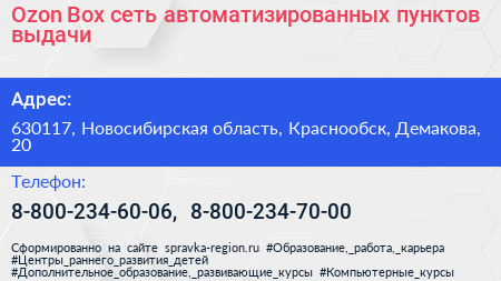 Ozon Box сеть автоматизированных пунктов выдачи - визитка