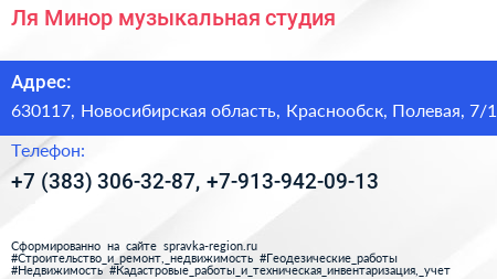 Ля Минор музыкальная студия - визитка