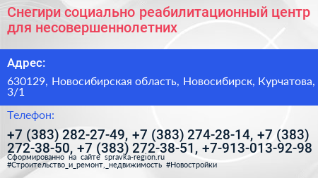 Снегири социально реабилитационный центр для несовершеннолетних - визитка