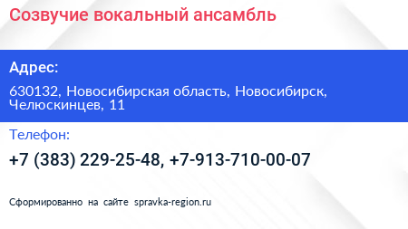 Созвучие вокальный ансамбль - визитка