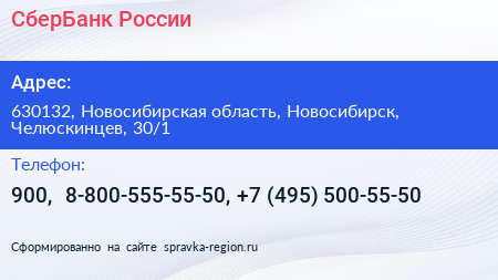 СберБанк России - визитка