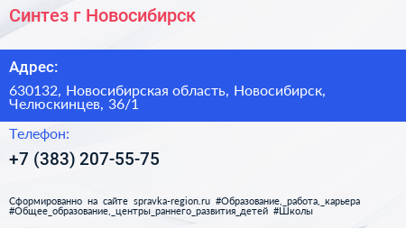 Синтез г Новосибирск - визитка
