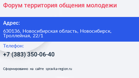 Форум территория общения молодежи - визитка