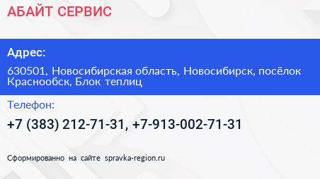 АБАЙТ СЕРВИС - визитка