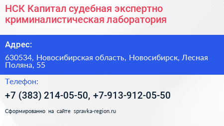 НСК Капитал судебная экспертно криминалистическая лаборатория - визитка