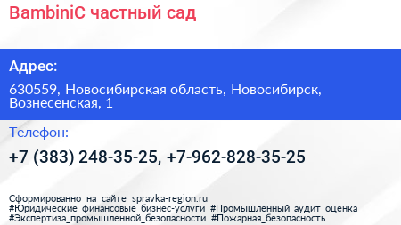 BambiniC частный сад - визитка