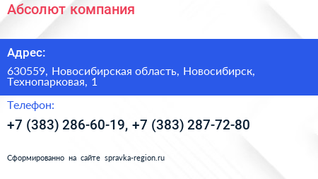 Абсолют компания - визитка