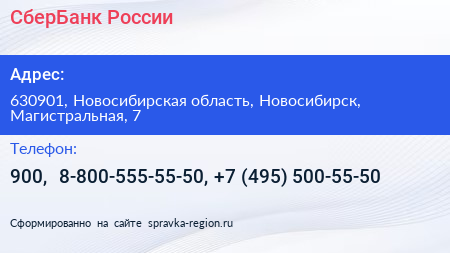 СберБанк России - визитка