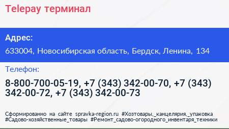 Telepay терминал - визитка