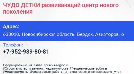ЧУДО ДЕТКИ развивающий центр нового поколения - визитка