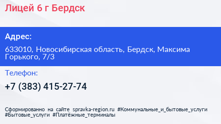 Лицей 6 г Бердск - визитка