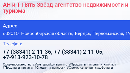 АН и Т Пять Звёзд агентство недвижимости и туризма - визитка