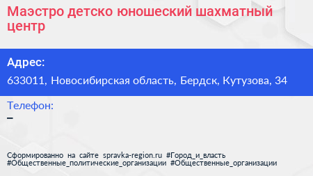 Маэстро детско юношеский шахматный центр - визитка