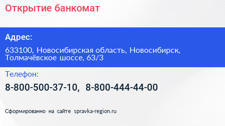 Открытие банкомат - визитка