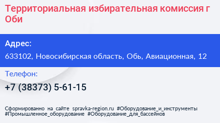 Территориальная избирательная комиссия г Оби - визитка