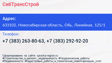 СибТрансСтрой - визитка