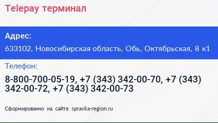 Telepay терминал - визитка