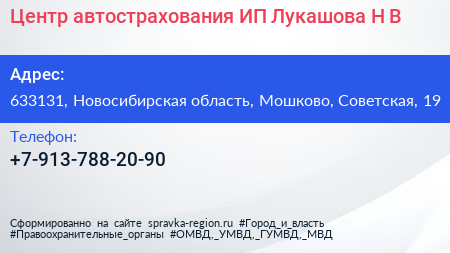 Центр автострахования ИП Лукашова Н В  - визитка
