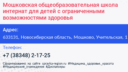 Мошковская общеобразовательная школа интернат для детей с ограниченными возможностями здоровья - визитка