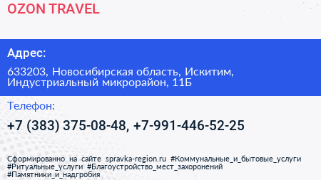 OZON TRAVEL - визитка