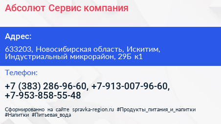 Абсолют Сервис компания - визитка