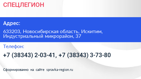 СПЕЦЛЕГИОН - визитка