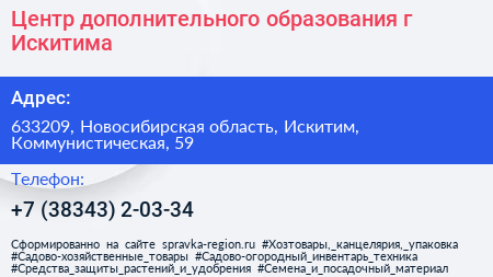 Центр дополнительного образования г Искитима - визитка