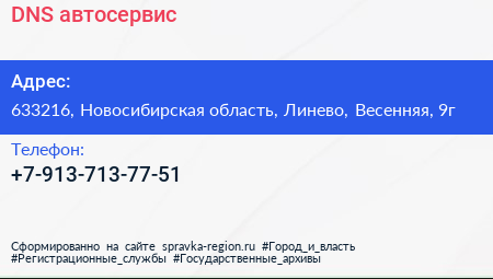 Нажмите, чтобы скачать визитку DNS автосервис - визитка