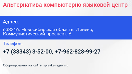Альтернатива компьютерно языковой центр - визитка