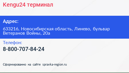 Нажмите, чтобы скачать визитку Kengu24 терминал - визитка