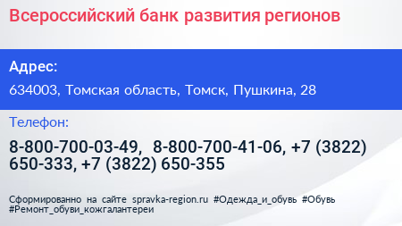 Всероссийский банк развития регионов - визитка