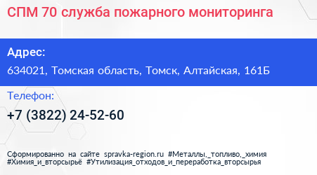 СПМ 70 служба пожарного мониторинга - визитка
