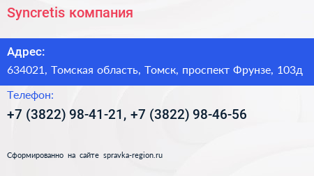 Syncretis компания - визитка