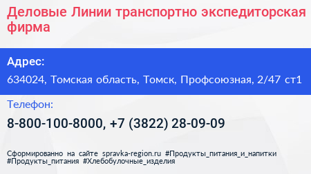 Деловые Линии транспортно экспедиторская фирма - визитка