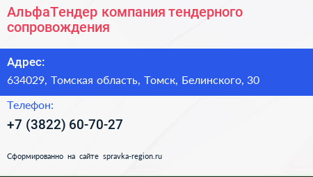 АльфаТендер компания тендерного сопровождения - визитка