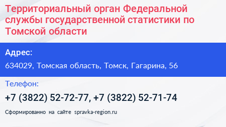 Территориальный орган Федеральной службы государственной статистики по Томской области - визитка