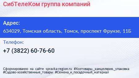СибТелеКом группа компаний - визитка