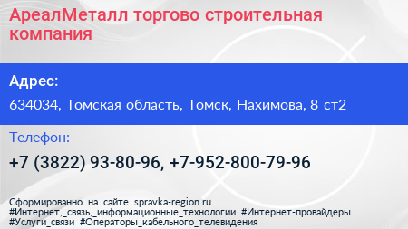 АреалМеталл торгово строительная компания - визитка