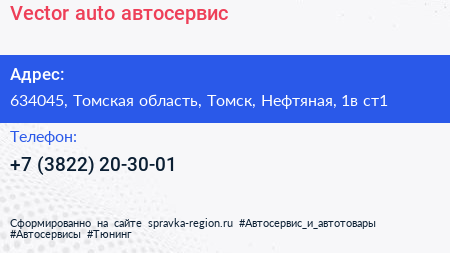 Vector auto автосервис - визитка