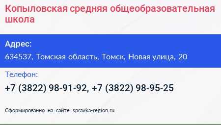 Копыловская средняя общеобразовательная школа - визитка