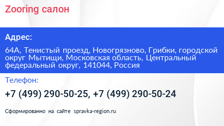 Zooring салон - визитка