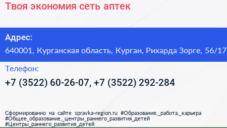 Твоя экономия сеть аптек - визитка