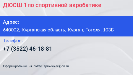 ДЮСШ 1 по спортивной акробатике - визитка