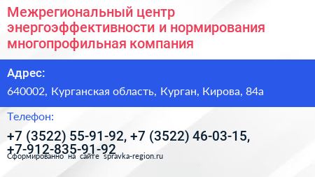 Межрегиональный центр энергоэффективности и нормирования многопрофильная компания - визитка
