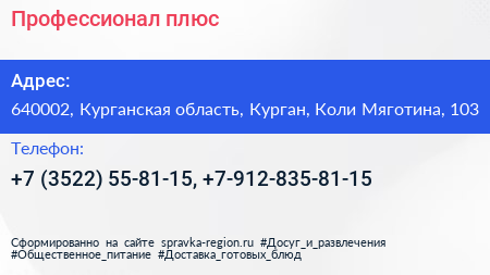 Профессионал плюс - визитка