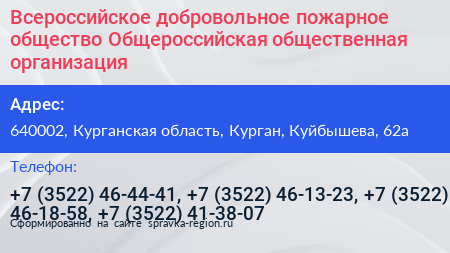 Всероссийское добровольное пожарное общество Общероссийская общественная организация - визитка