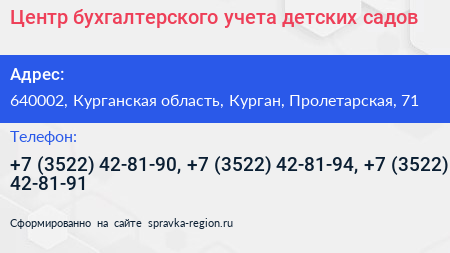 Центр бухгалтерского учета детских садов - визитка