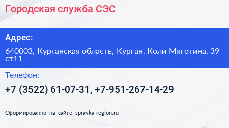 Городская служба СЭС - визитка