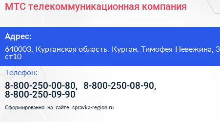МТС телекоммуникационная компания - визитка